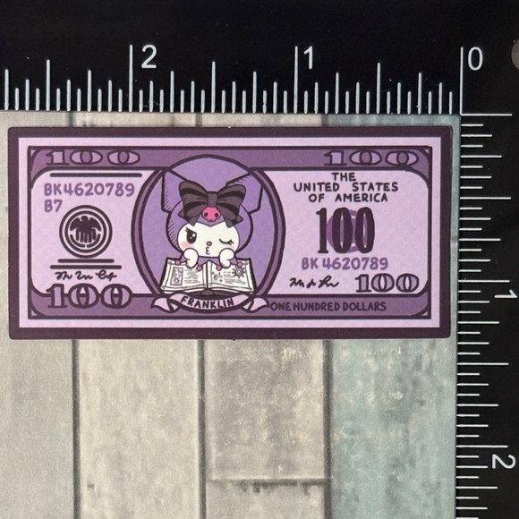 🌀10/$10🌀 Sanrio Banknote Reusable Waterproof Vinyl Sticker Decal - Picture 1 of 1